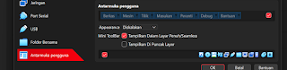 Pengaturan tampilan antarmuka disekalakan VirtualBox
